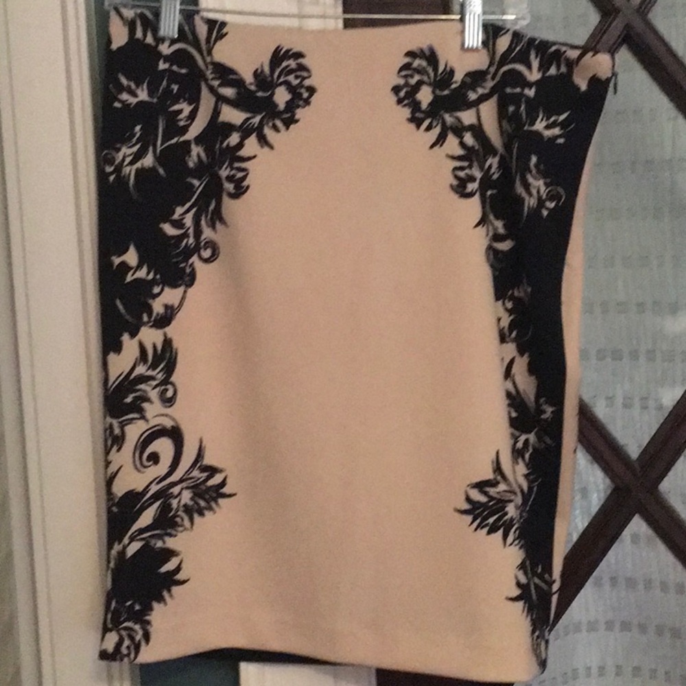 Nude and black side zip, unlined, 22” long